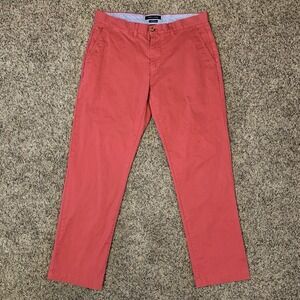Tommy Hilfiger Chino Pants Mens 32x30 Red TH Flex Custom Fit Stretch Preppy
